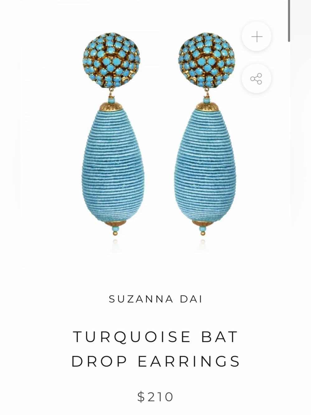 Suzanna Dai Turquoise Bat Drop Earrings
